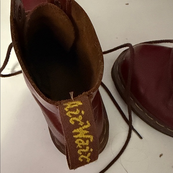 Dr. Martens Burgundy Lace-Up Leather Combat Boots - Picture 2 of 6